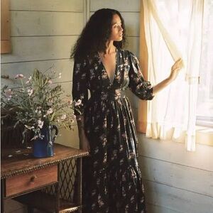 Christy Dawn Black Floral Long Sleeve Dress